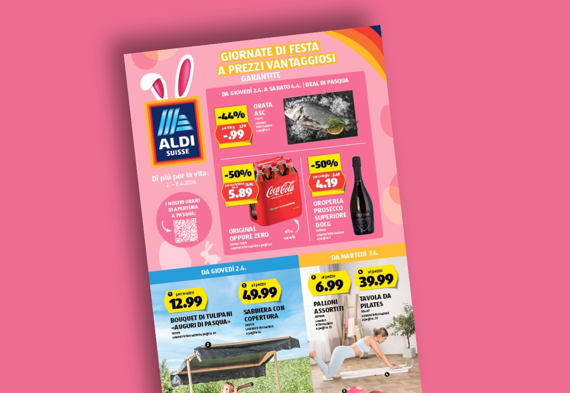 Il volantino ALDI SUISSE online viene visualizzato su un tablet.