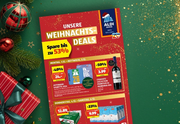 Das online ALDI SUISSE-Flugblatt wird auf einem Tablet betrachtet.