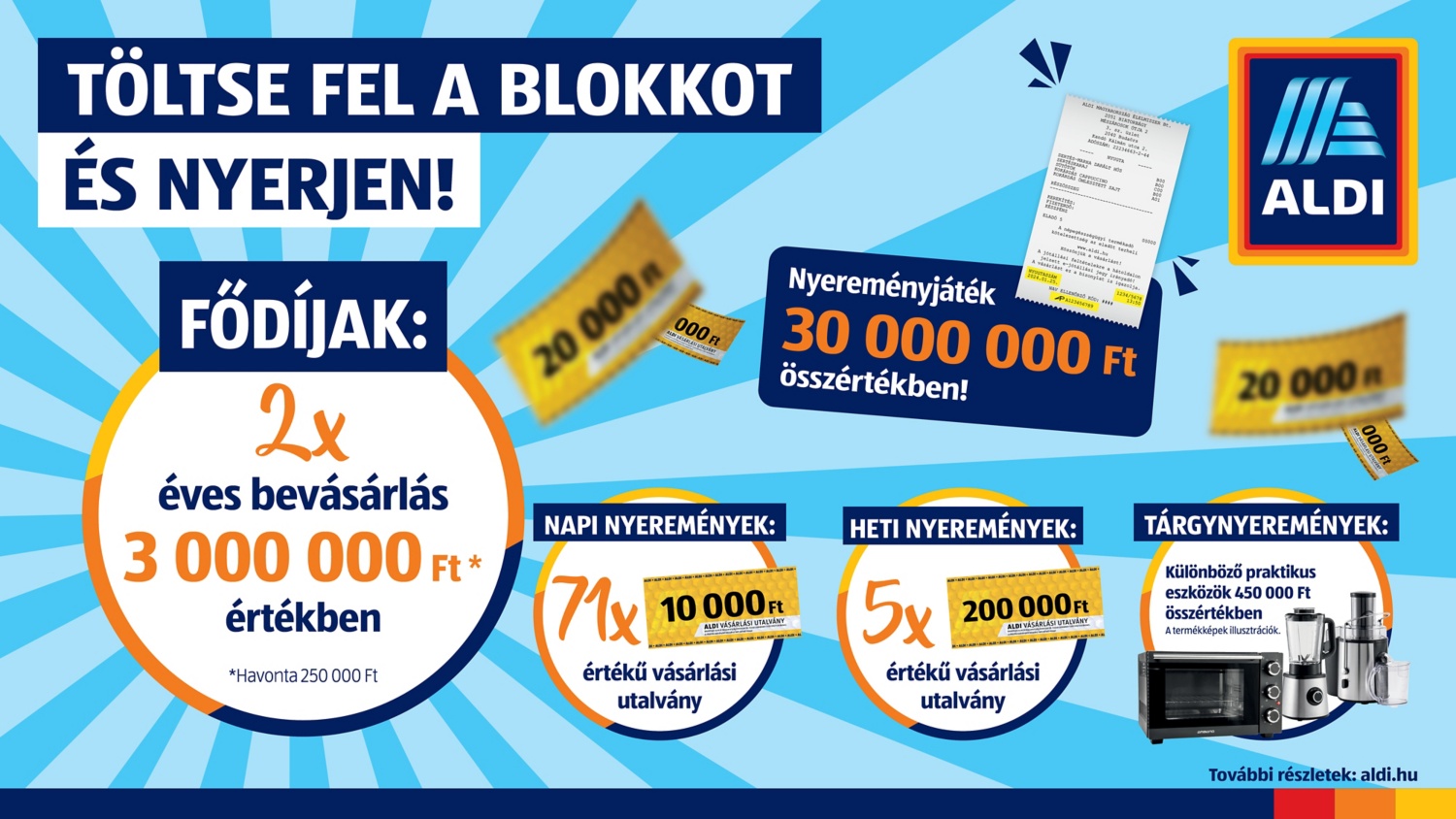 Az ALDI Magyarország 30 millió forint összértékű nyereményt sorsol ki vásárlói között