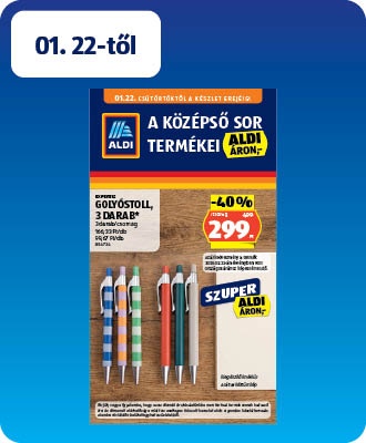 ALDI középső sor termékei