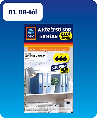 ALDI középső sor termékei