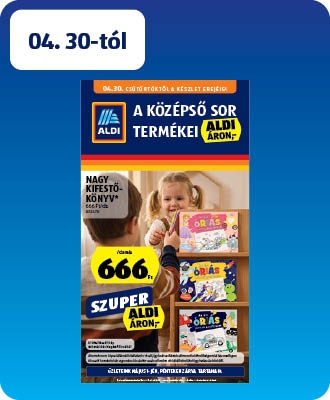 ALDI középső sor termékei
