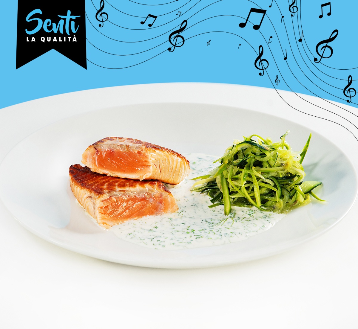 Filetto di salmone norvegese con salsa al cocco alle erbe