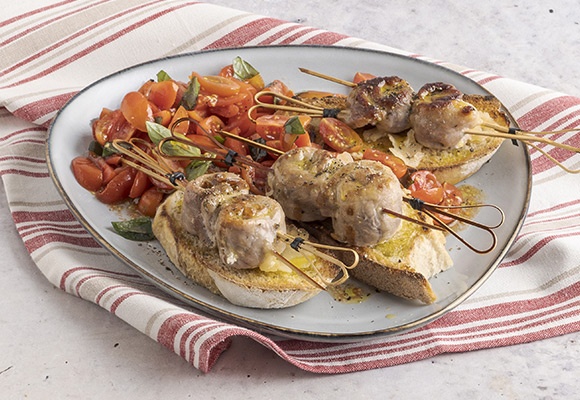 Bombette alla griglia con verdure