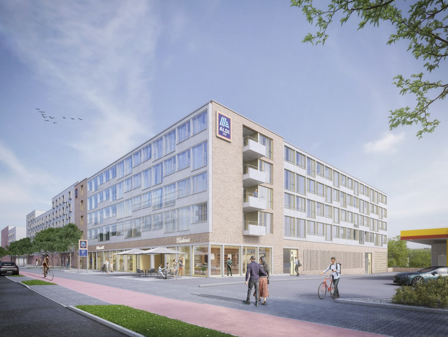 Visualisierung der geplanten ALDI SÜD Handelsimmobilie in Nürnberg