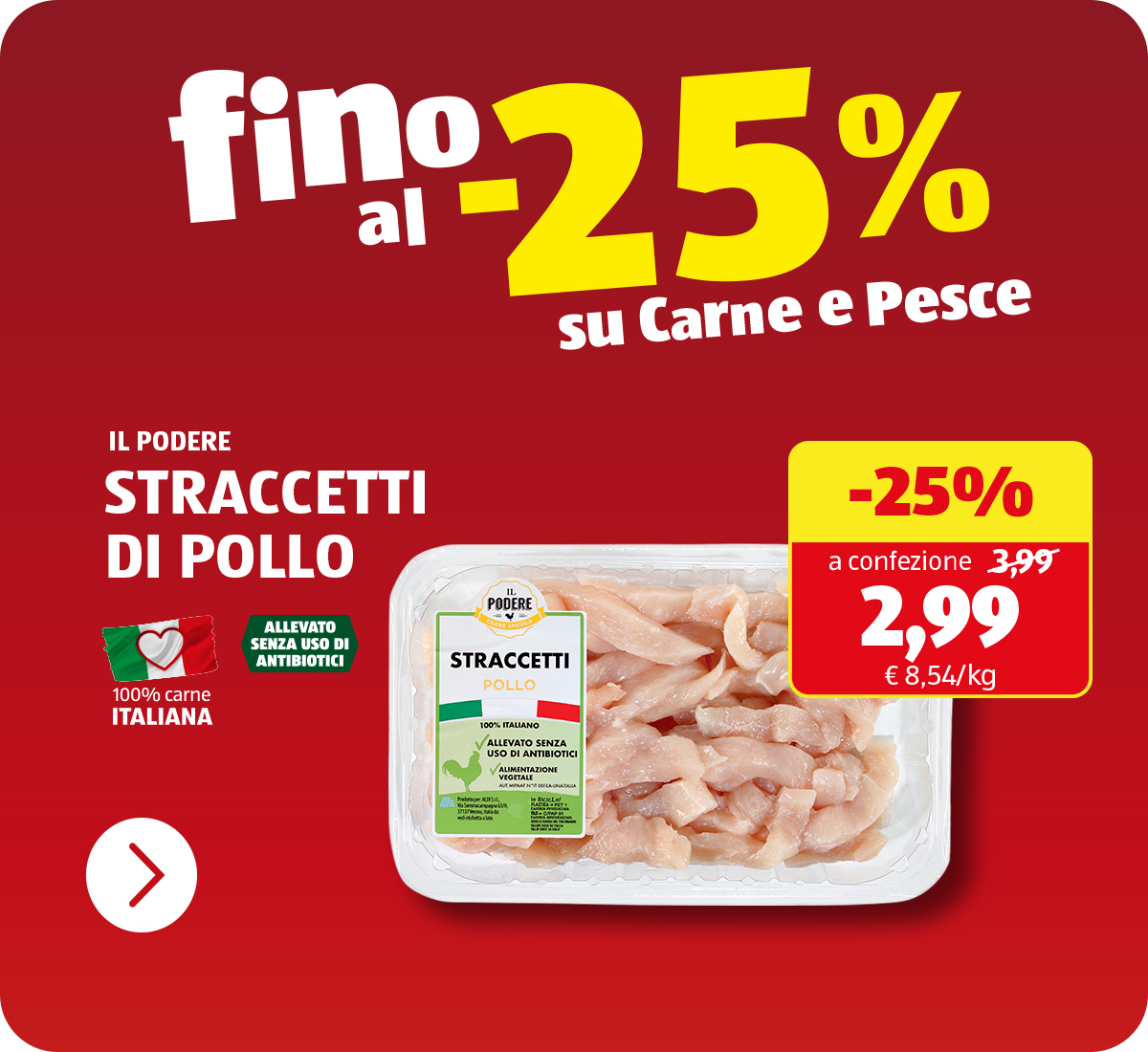 Fino al -25% sulla carne