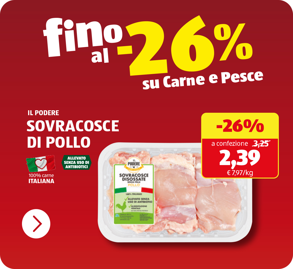 Fino al -26% sulla carne