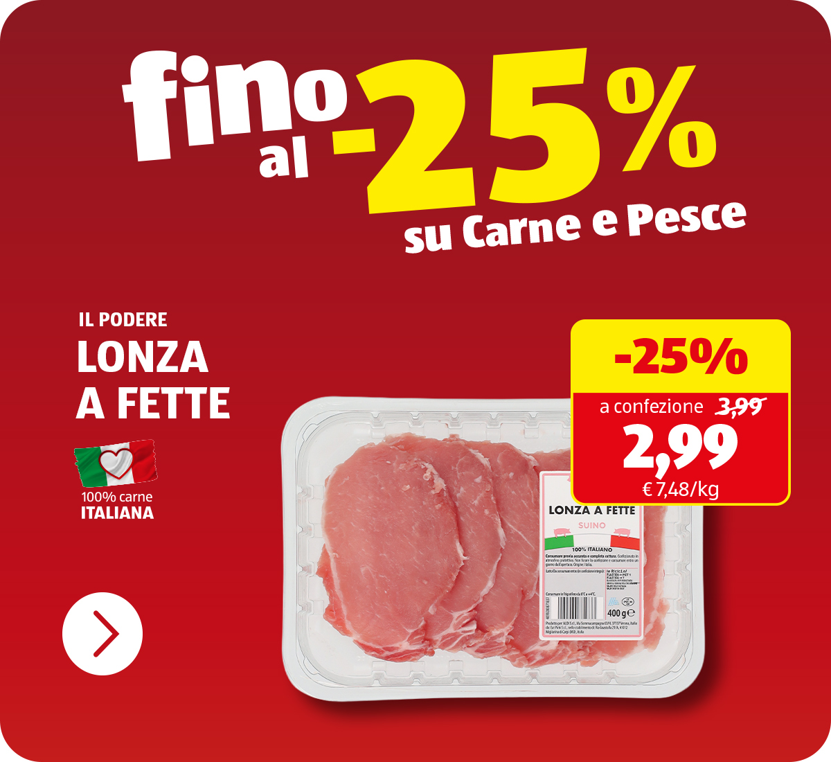 Fino al -25% sulla carne