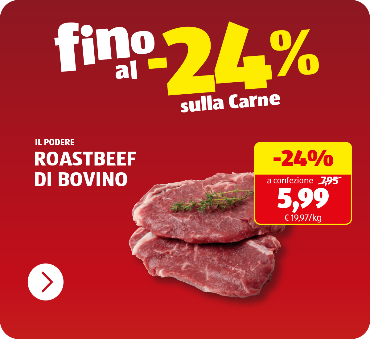 Fino al -24% sulla carne