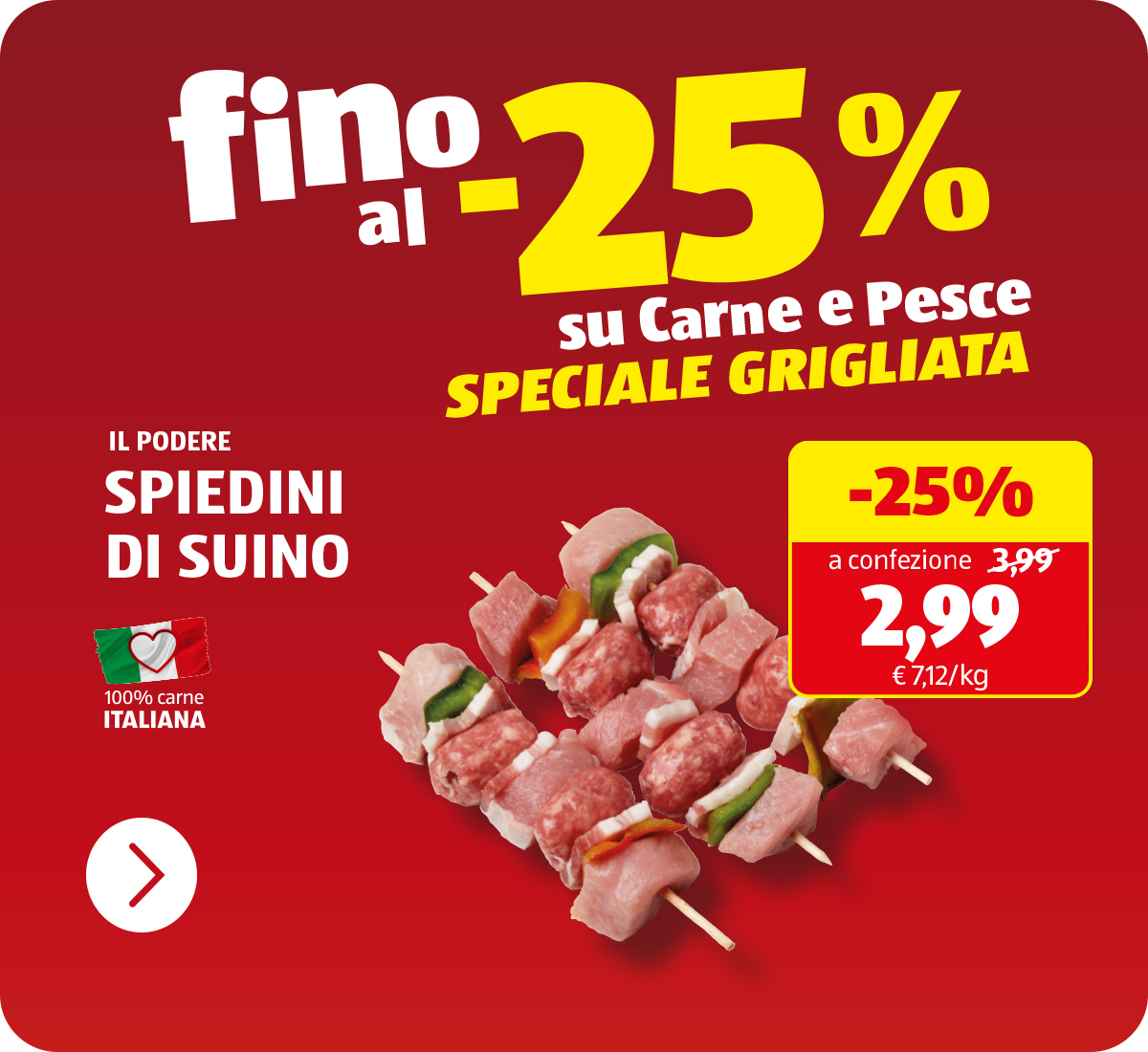 Fino al -25% sulla carne