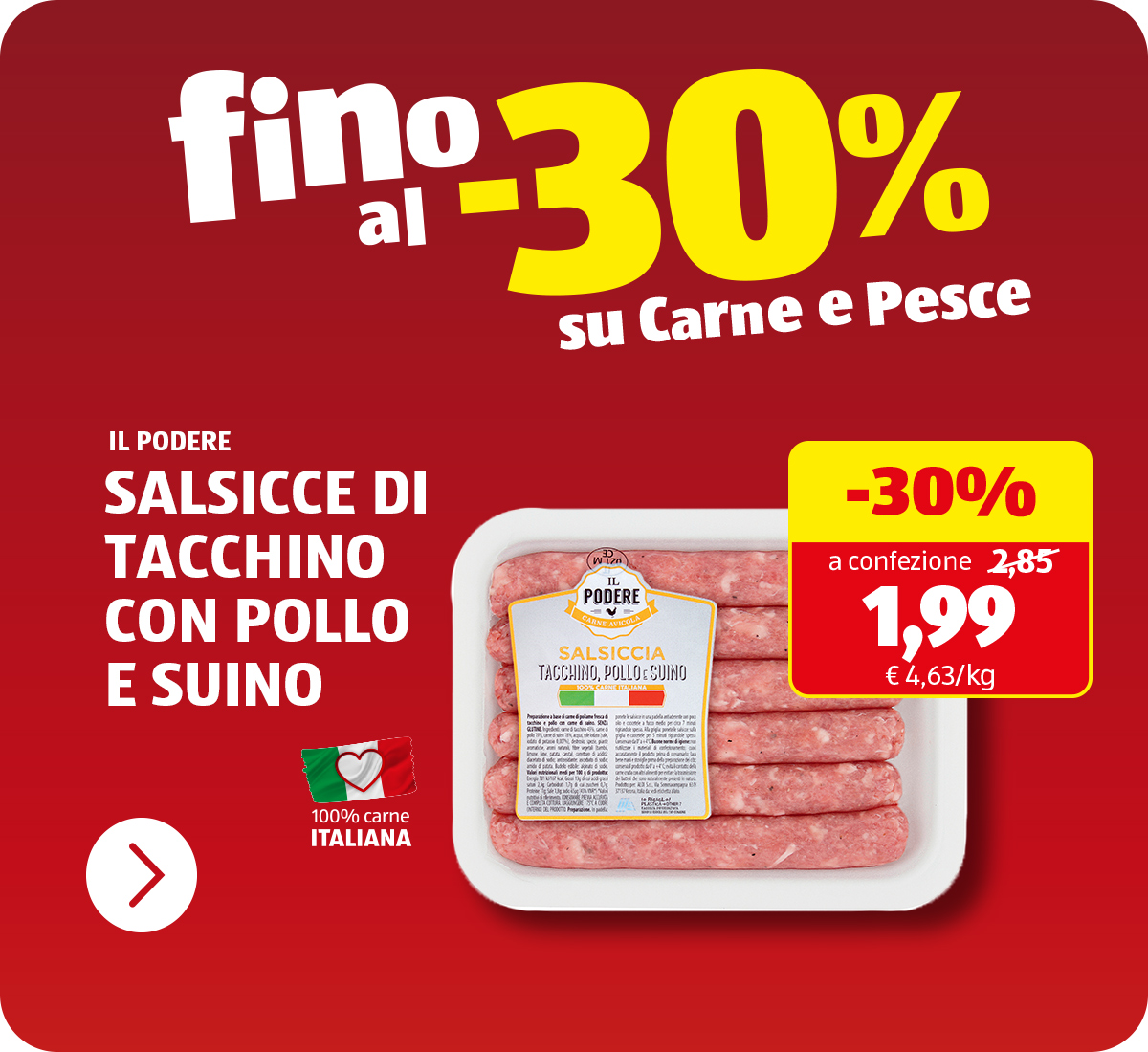 Fino al -30% sulla carne
