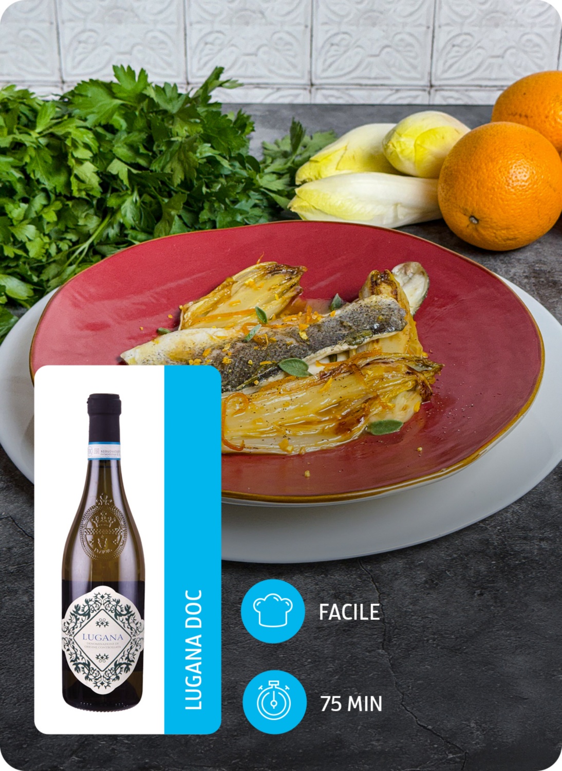 Filetto di Branzino con Indivia caramellata all'arancia