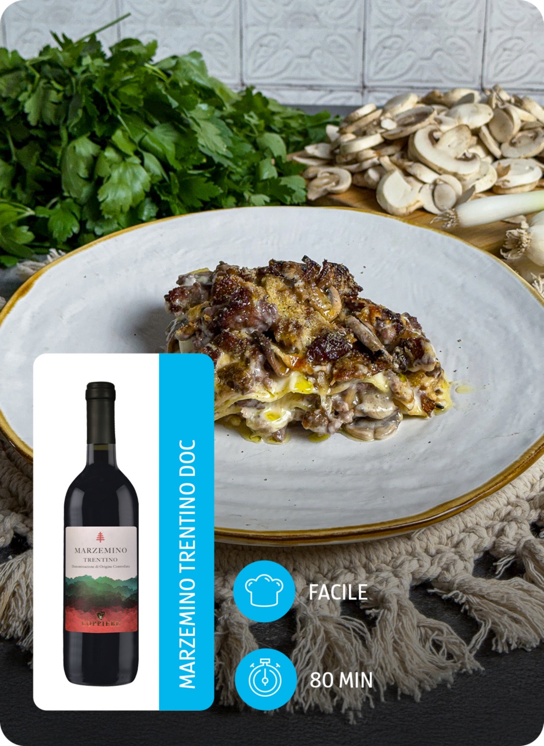 Lasagne funghi e salsiccia