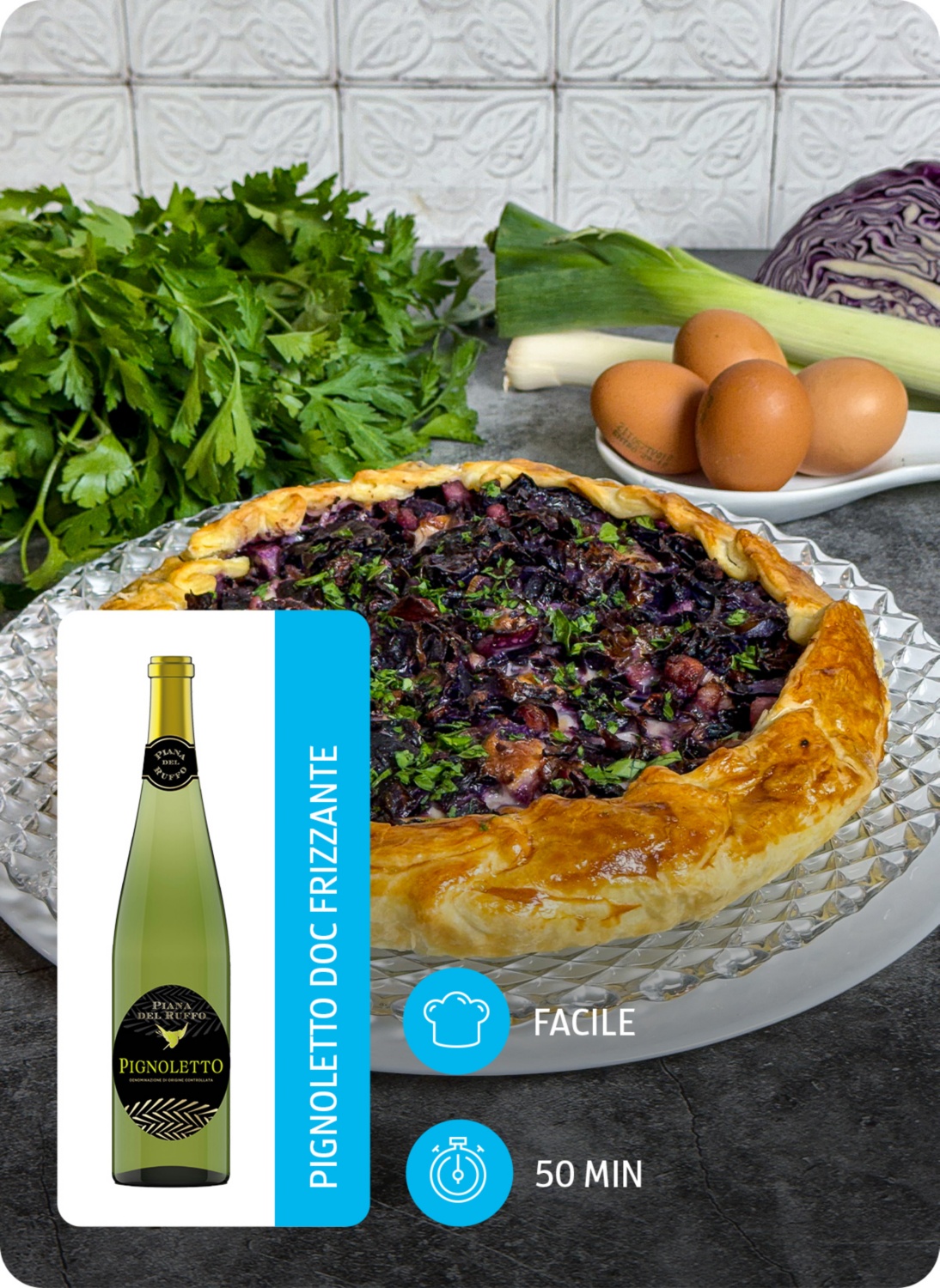 Torta salata al cavolo viola e formaggio