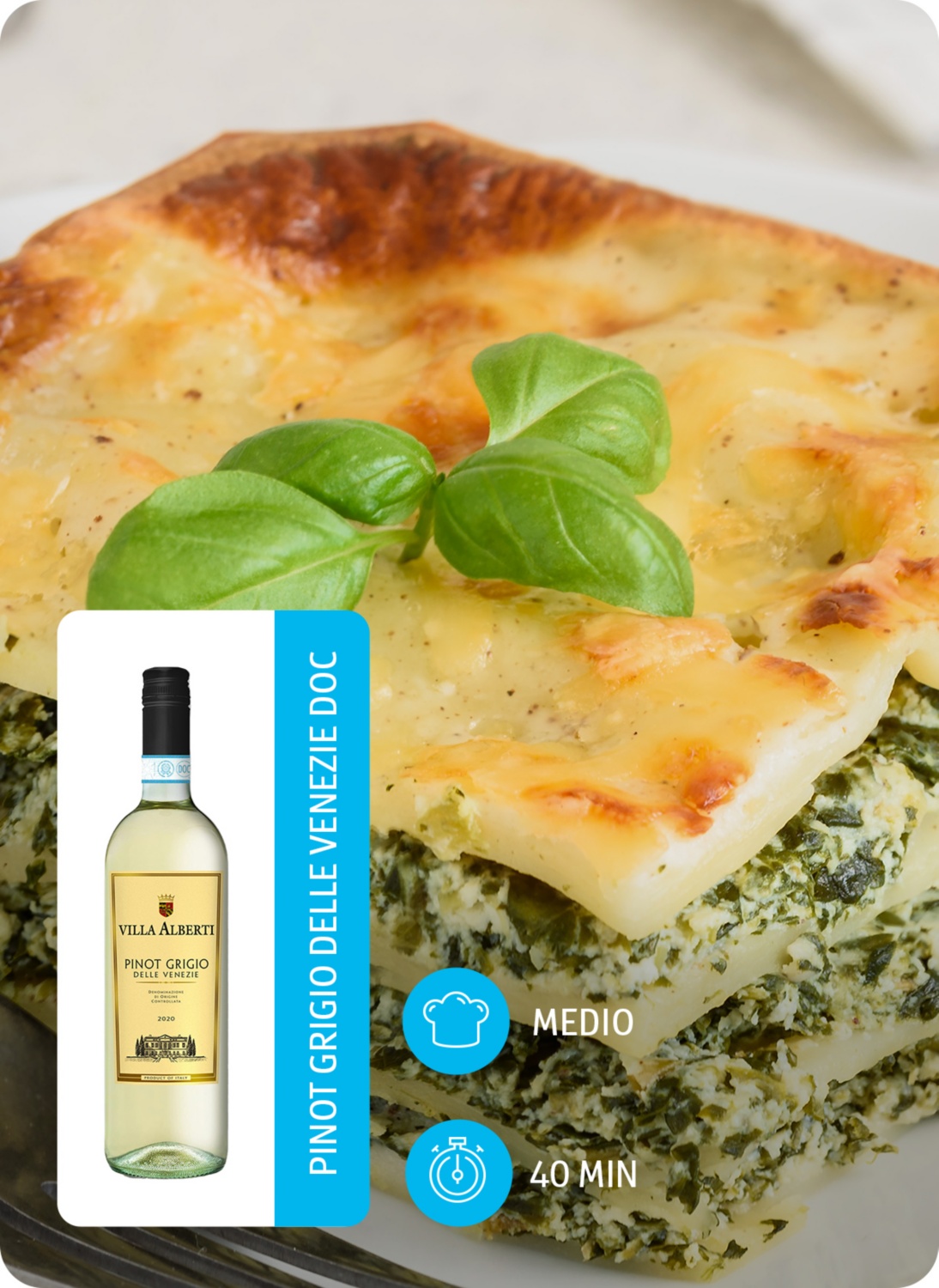 Lasagne vegetariane con pesto di rucola