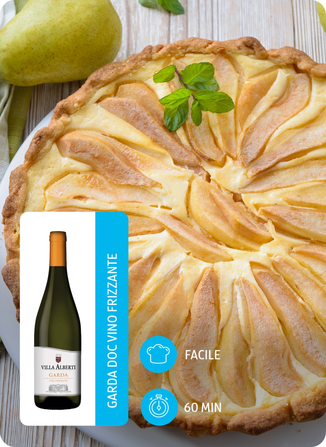 Torta salata con pere e formaggio di capra