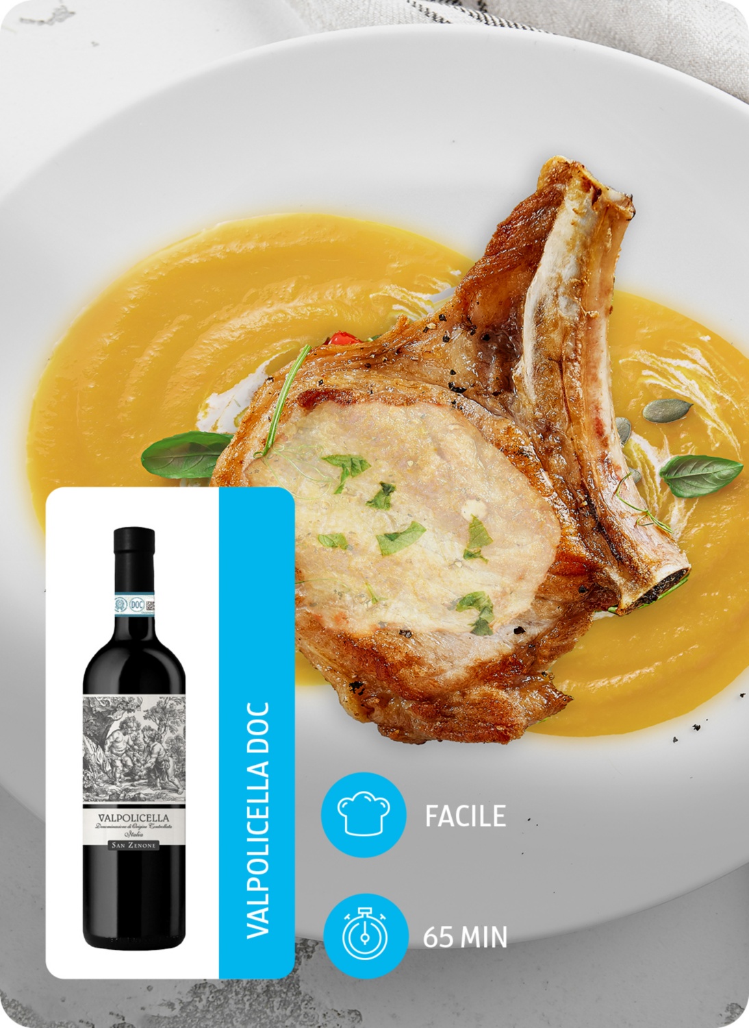 Braciole di maiale con crema di zucca e taleggio