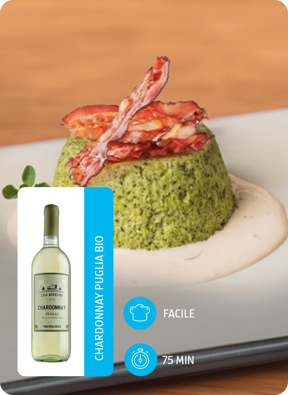 Flan di broccoli con porri e guanciale croccante