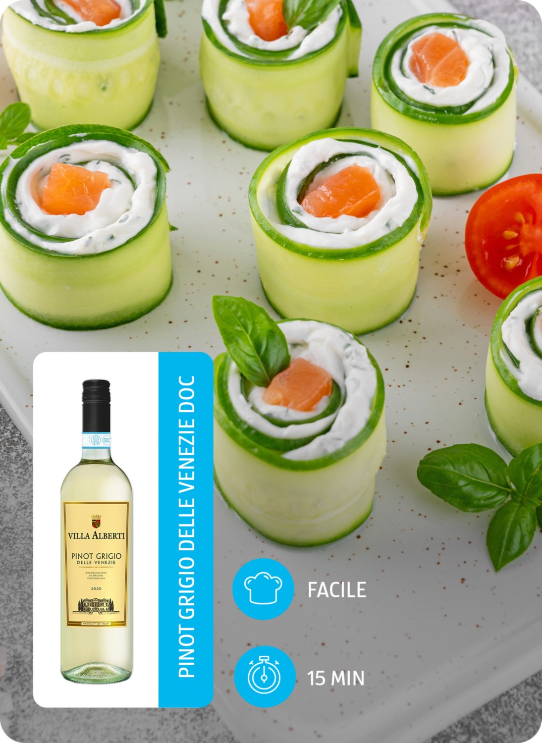 Involtini di salmone e cetrioli