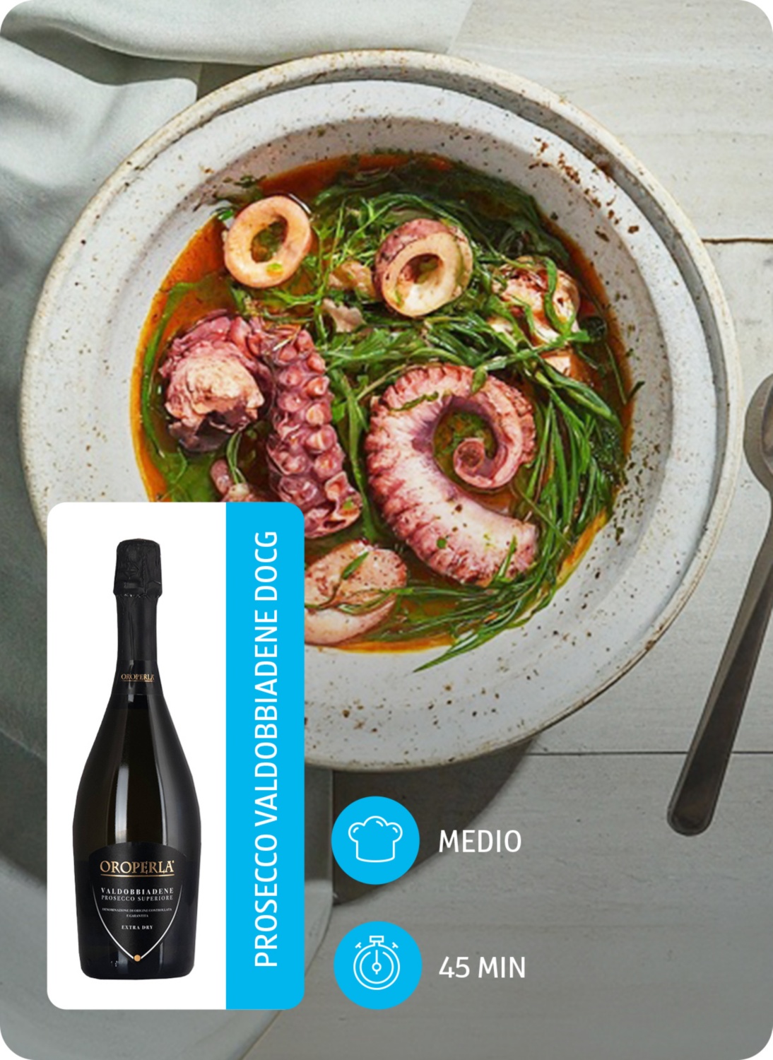 Zuppetta rapida di polpo, calamari e agretti