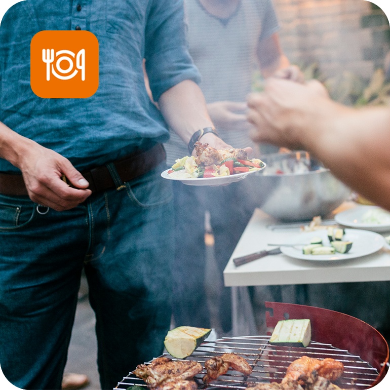 Mariniertes Fleisch auf Grillteller