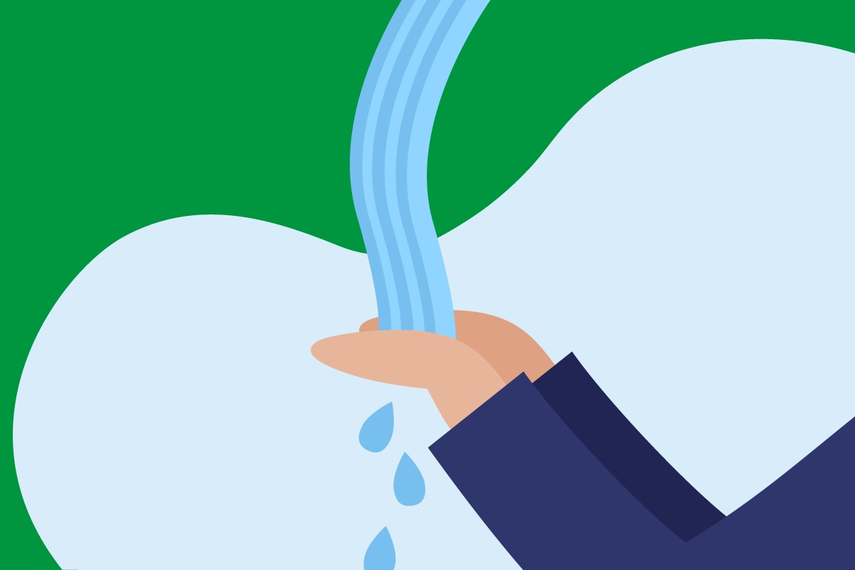 Grafik von zwei Händen die Wasser auffangen