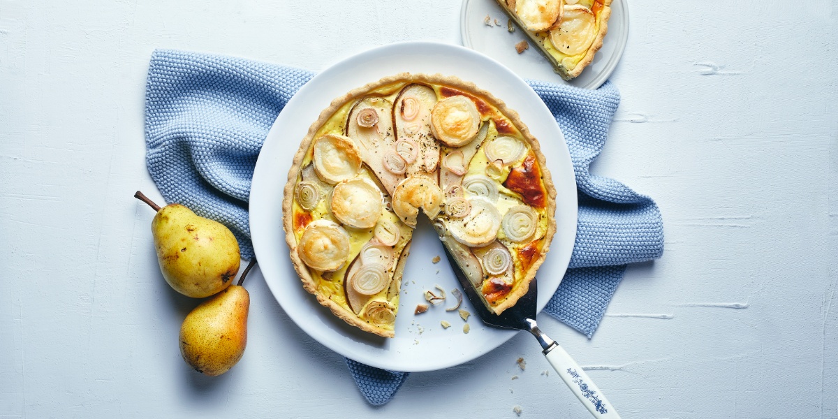 Quiche mit Birne und Ziegenkäse.