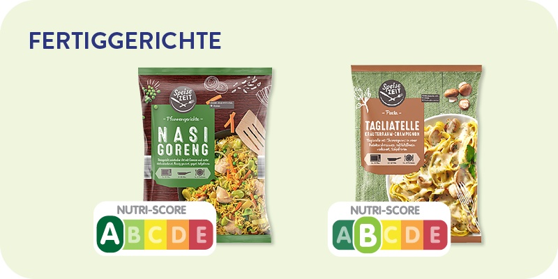 Nutri-Score auf ALDI SÜD Fertiggerichten.