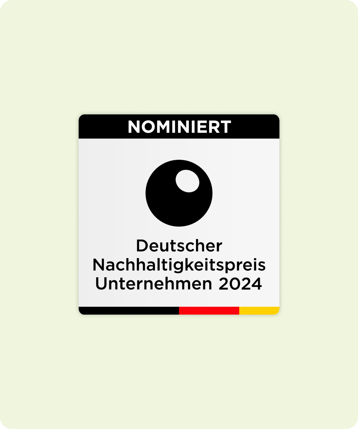 Logo der Nominierung des deutschen Nachhaltigkeitspreises 2024.