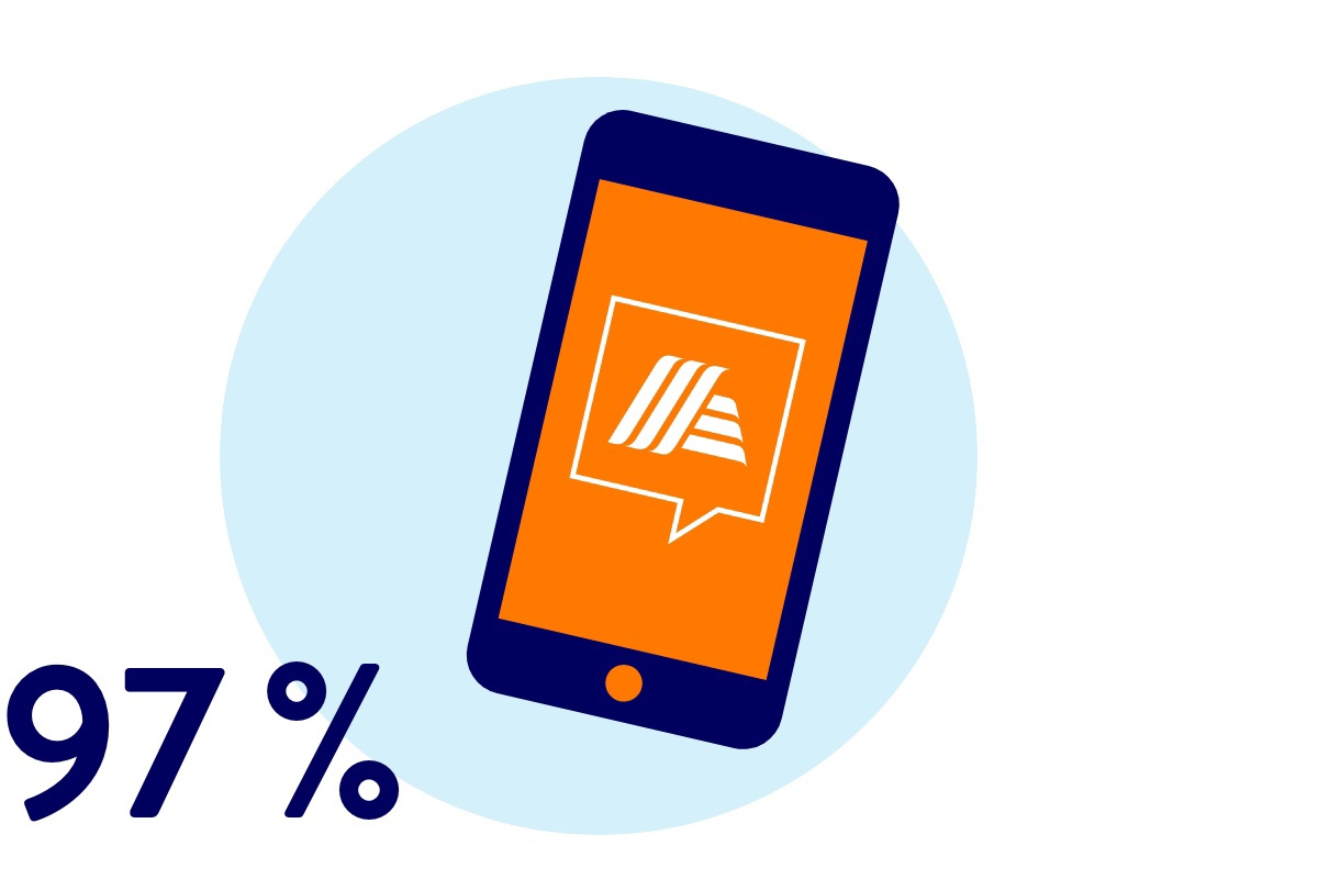 Smartphone mit ALDI SÜD App auf dem Display.