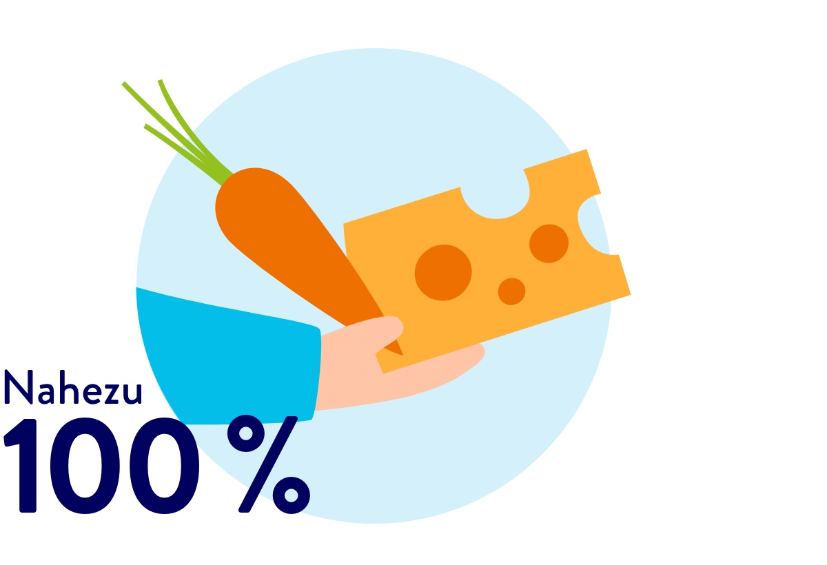 Hand hält Karotte und Käse.