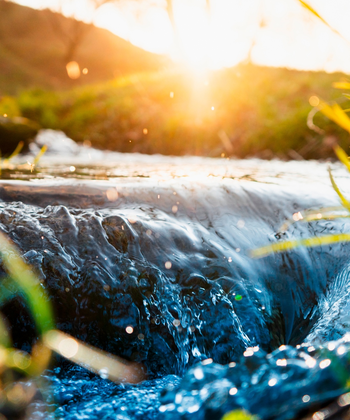 Bachlauf bei Sonnenuntergang.