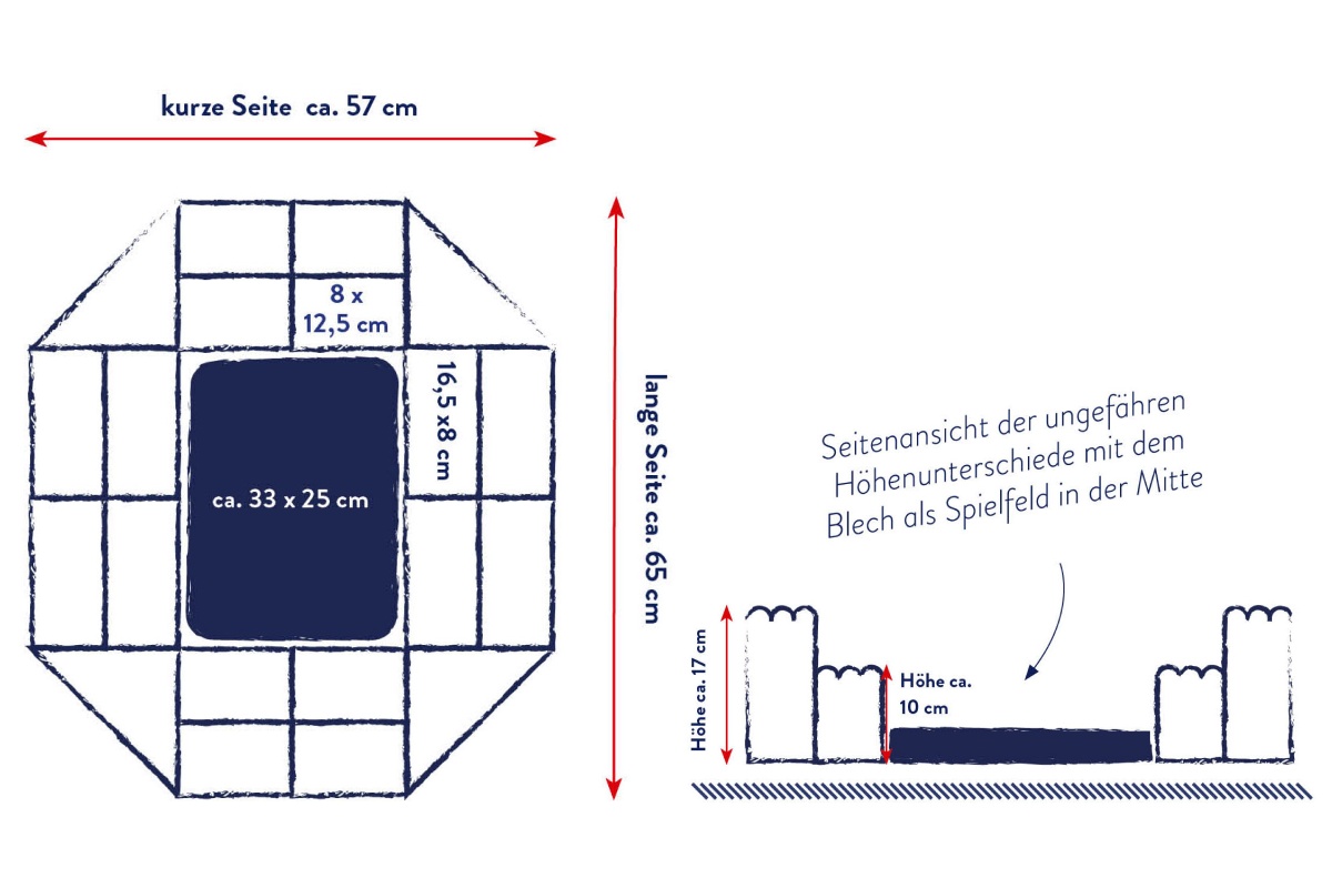 Bastelanleitung und Vorlage für ein Snack-Stadion.