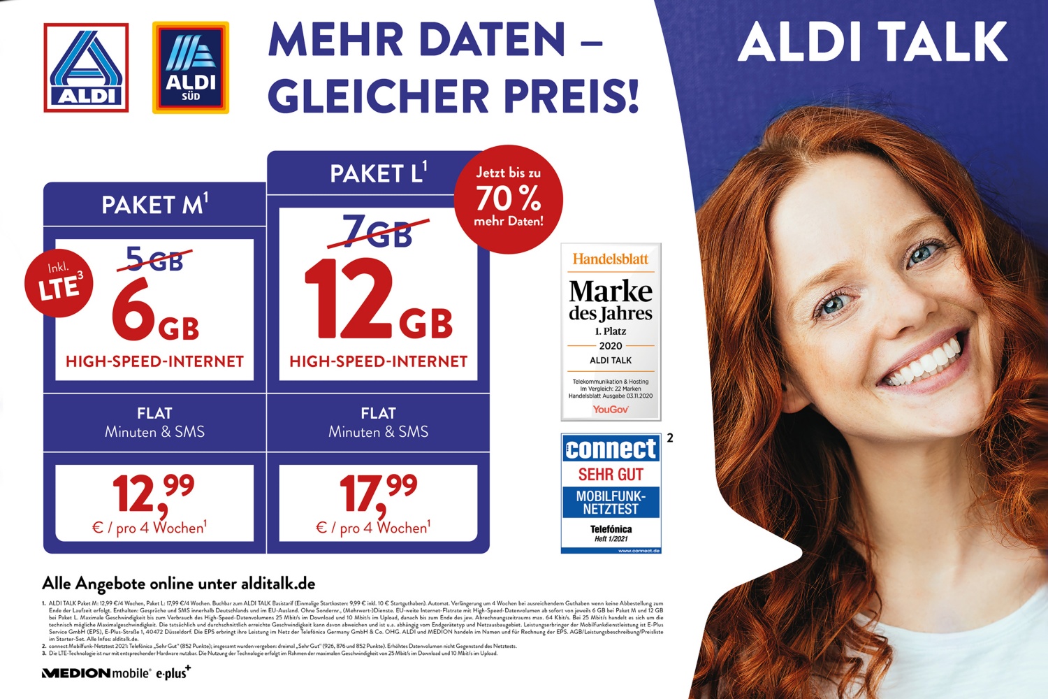 Mehr Daten Gleicher Preis Aldi Talk Erhoht Das Datenvolumen In Tarifoptionen Um Bis Zu 70 Prozent