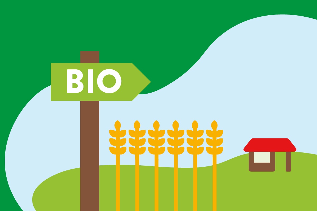 Illustration voneinem Bio-Landwirtschaftsbertieb