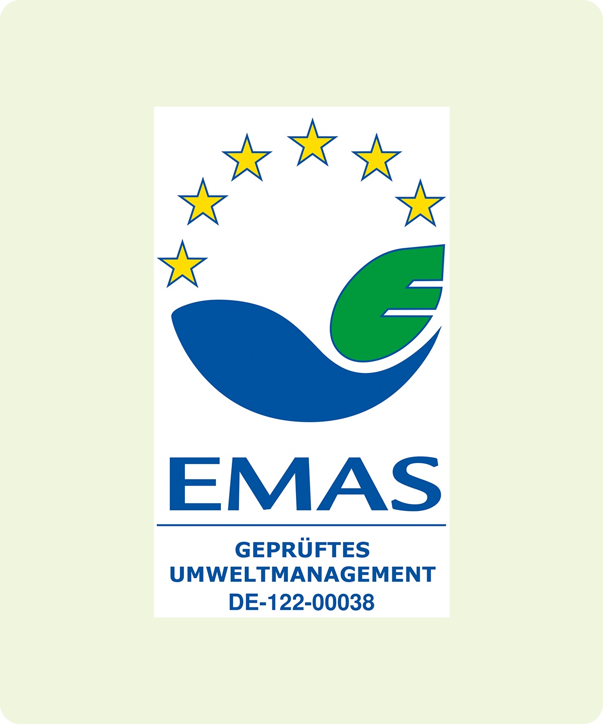 Logo der EMAS Zertifizierung für Umweltmanagement.