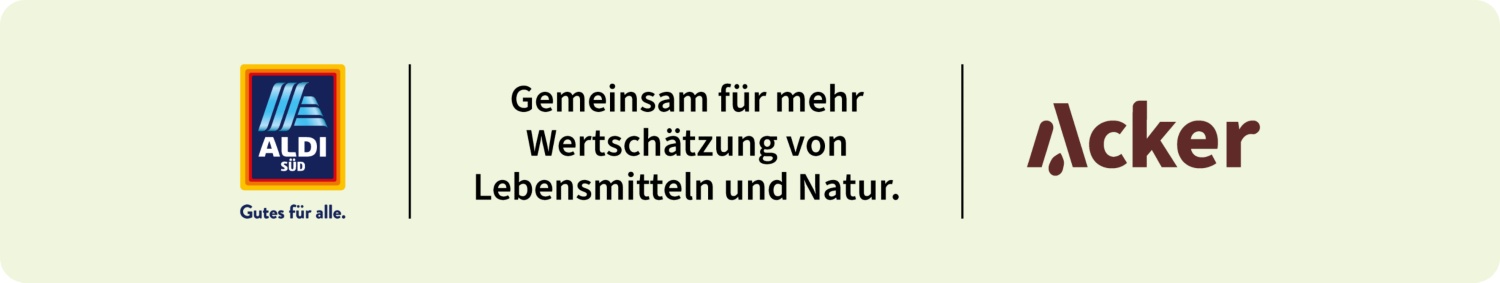 Die gemeinsamen Logos von ALDI SÜD und ACKER. e.V.