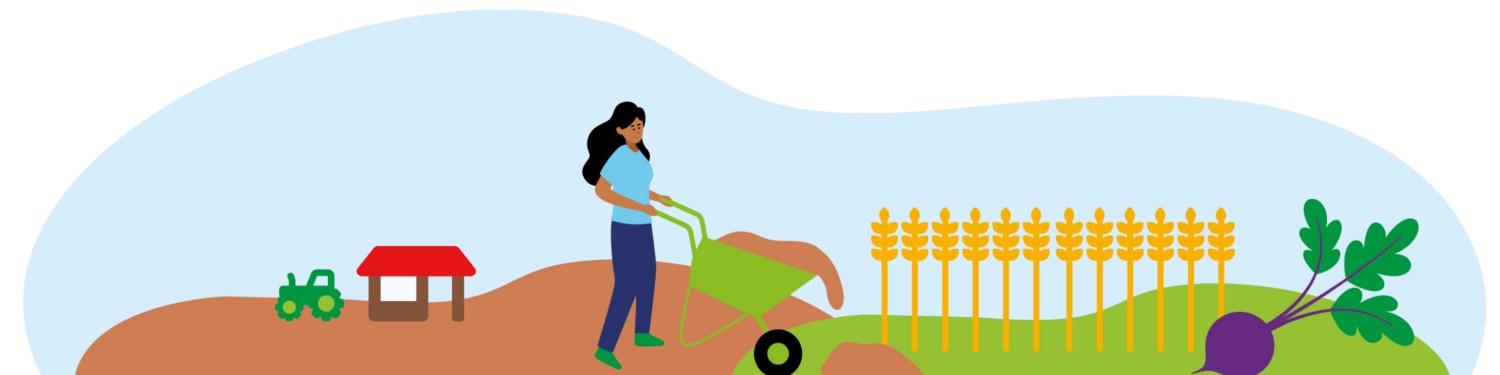 Grafik einer Landwirtin bei der Arbeit.