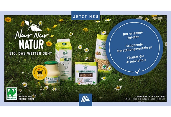 Neue ALDI SÜD Bio Eigenmarke „Nur Nur Natur“ gewinnt beim Eigenmarkenliebling