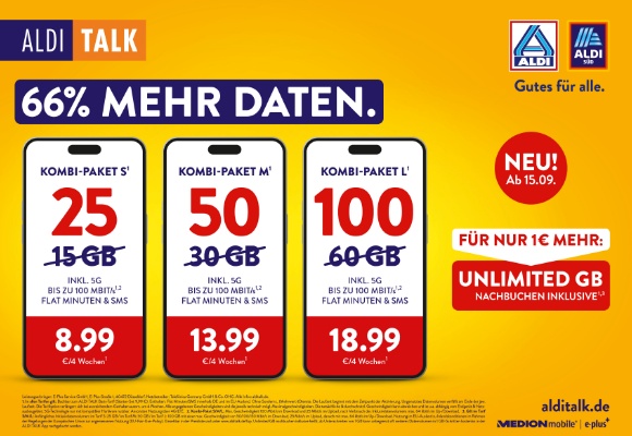 ALDI TALK erhöht Datenvolumen: 66 Prozent mehr Daten zum gleichen Preis