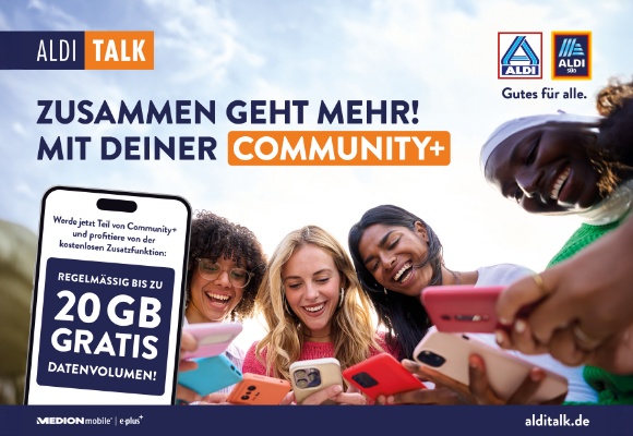 ALDI TALK startet Community+ mit bis zu 20 GB Extra-Datenvolumen