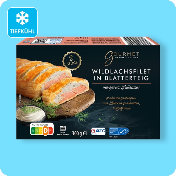 Wildlachsfilet in Blätterteig