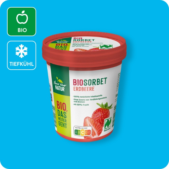 Bio-Fruchtsorbet oder Bio-Eiscreme