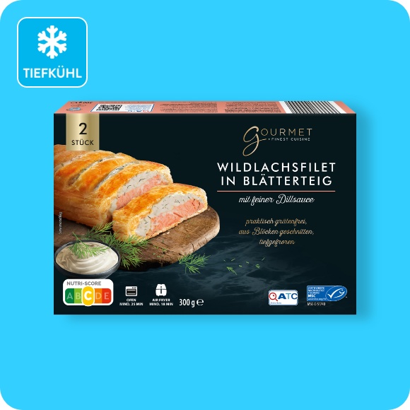 Wildlachsfilet in Blätterteig