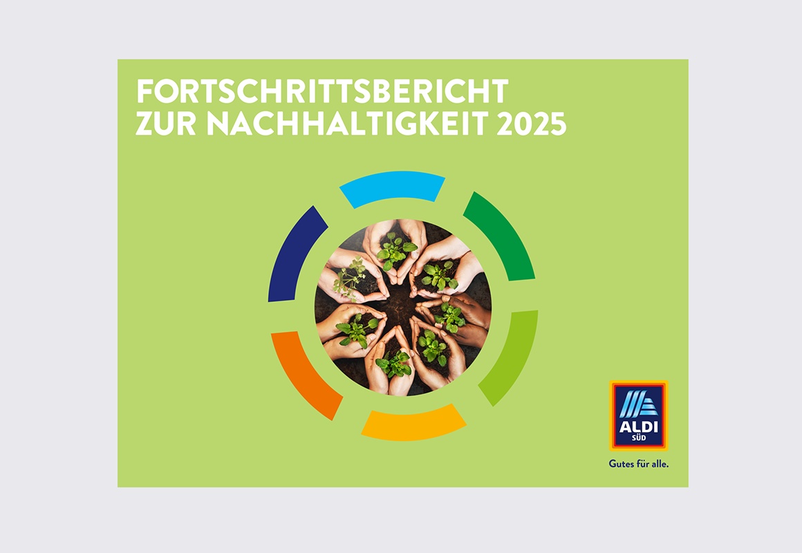 Cover des ALDI SÜD Fortschrittsberichts zur Nachhaltigkeit.