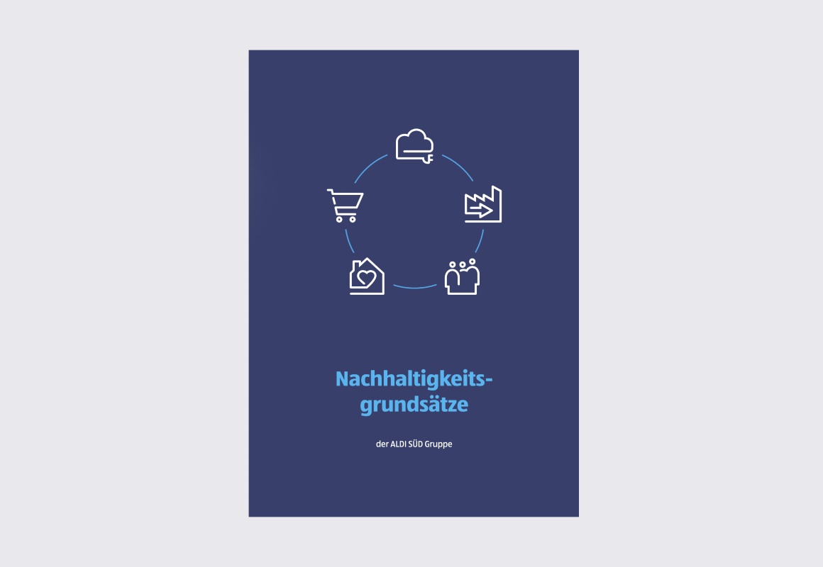 Cover der ALDI SÜD Nachhaltigkeitsgrundsätze.