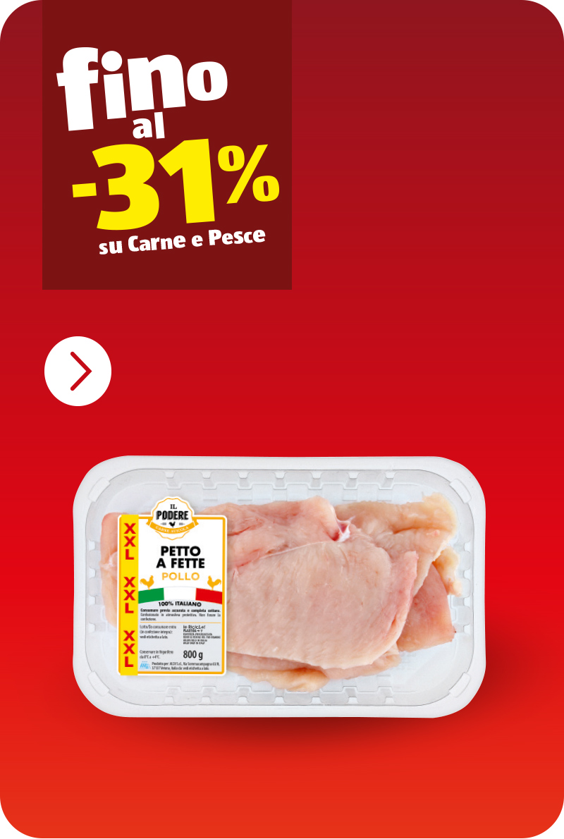 Fino al -31% su carne e pesce