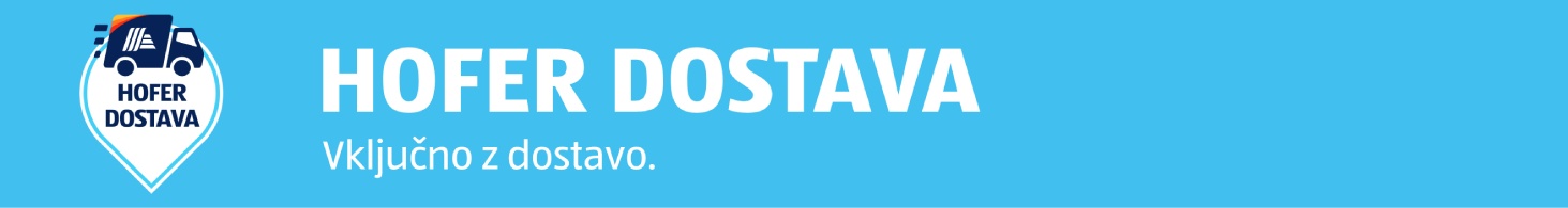Ozka modra pasica, ki nakazuje, da gre za HOFER dostavo