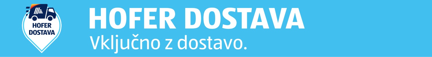 Ozka modra pasica, ki nakazuje, da gre za HOFER dostavo