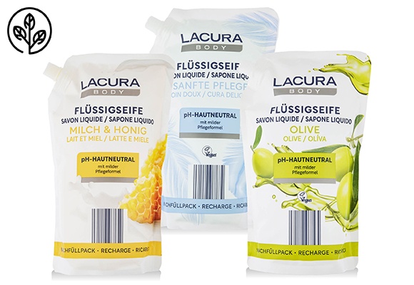 LACURA Folyékonyszappan- utántöltő, 1l/csomag